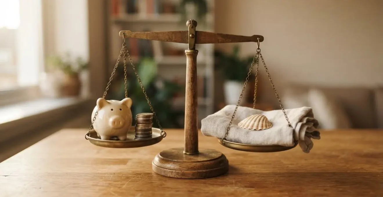 Balance symbolisant l'équilibre entre une épargne de sécurité et les projets de vie personnels