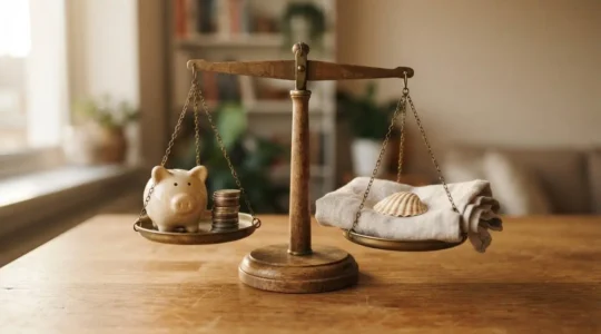 Balance symbolisant l'équilibre entre une épargne de sécurité et les projets de vie personnels