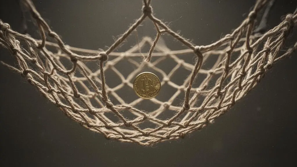 Illustration symbolique d'un filet de securite financier protegeant un revenu pendant un arret maladie