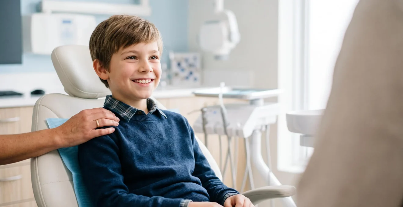 Jeune enfant souriant lors d'une consultation orthodontique, symbolisant la maîtrise du budget dentaire familial